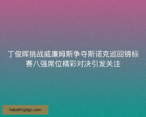 丁俊晖挑战威廉姆斯争夺斯诺克巡回锦标赛八强席位精彩对决引发关注